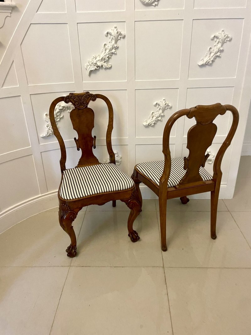 Outstanding Quality Set of 12 Antique Victorian Burr Walnut Dining Chairs - Image 8